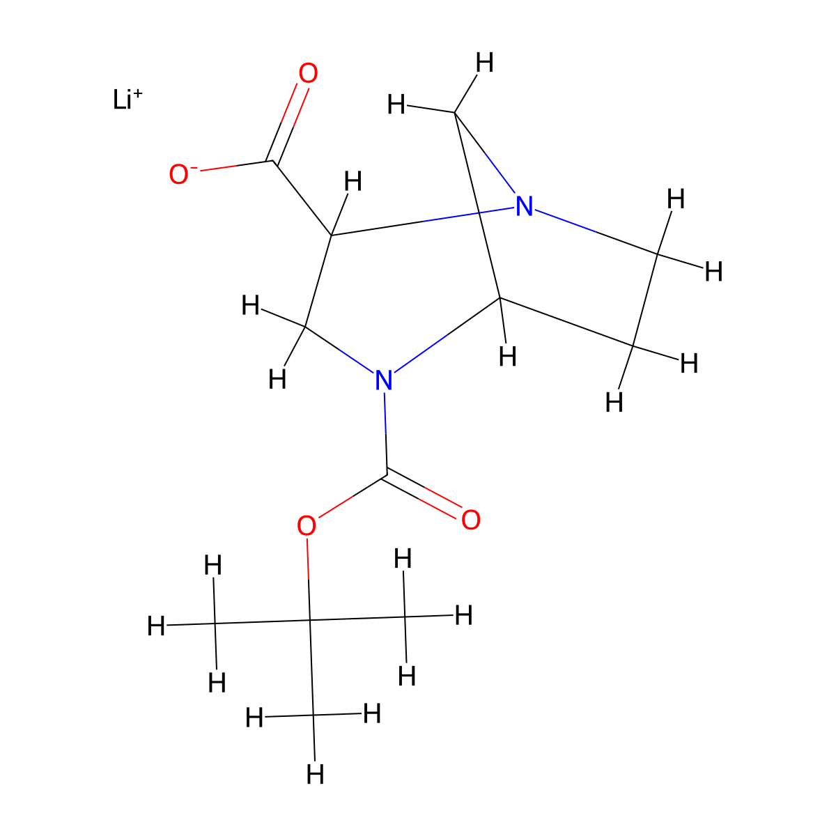 Lithium(1+) 4-[(tert-butoxy)carbonyl]-1,4-diazabicyclo[3.2.1]octane-2-carboxylate molecular structure, CAS 2648939-60-8