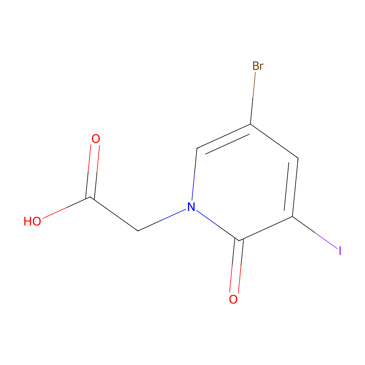 2-(5-Bromo-3-iodo-2-oxo-1,2-dihydropyridin-1-yl)acetic acid molecular structure, CAS 2648939-62-0