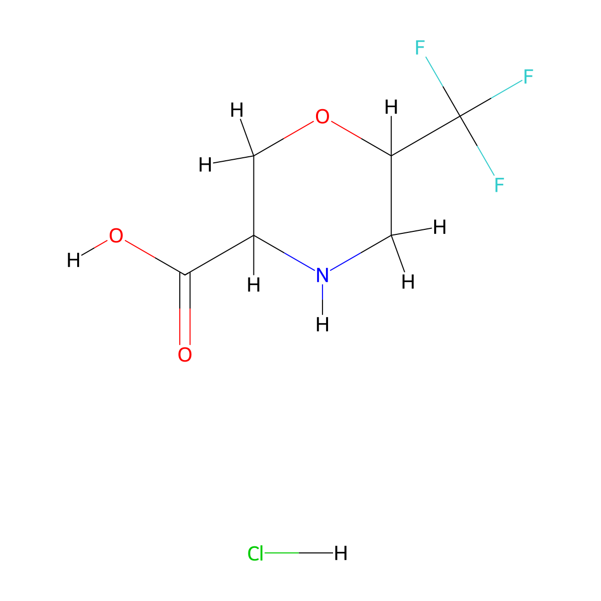 6-(Trifluoromethyl)morpholine-3-carboxylic acid hydrochloride molecular structure, CAS 2648939-65-3