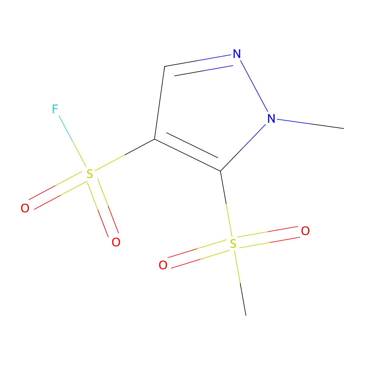 5-methanesulfonyl-1-methyl-1H-pyrazole-4-sulfonyl fluoride molecular structure, CAS 2648939-72-2