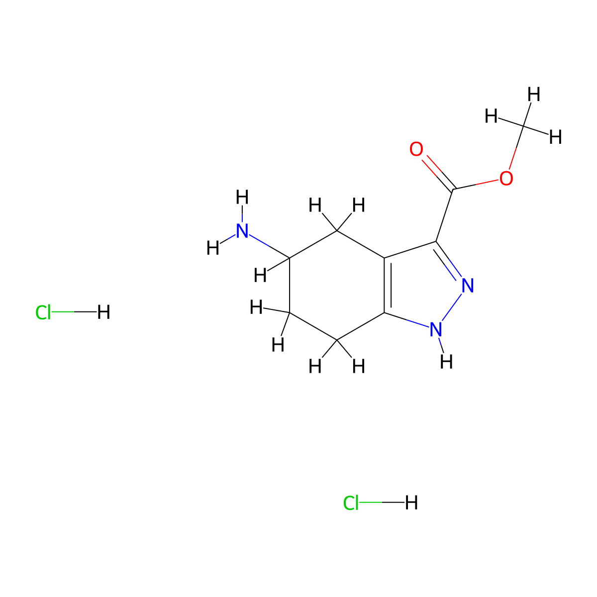 methyl5-amino-4,5,6,7-tetrahydro-1H-indazole-3-carboxylatedihydrochloride molecular structure, CAS 2648939-92-6