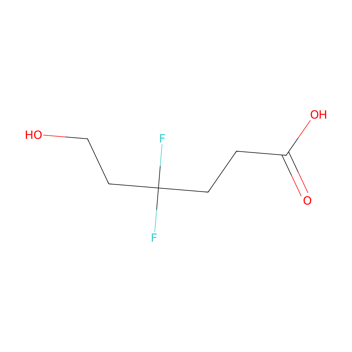 4,4-Difluoro-6-hydroxyhexanoic acid molecular structure, CAS 2648939-98-2