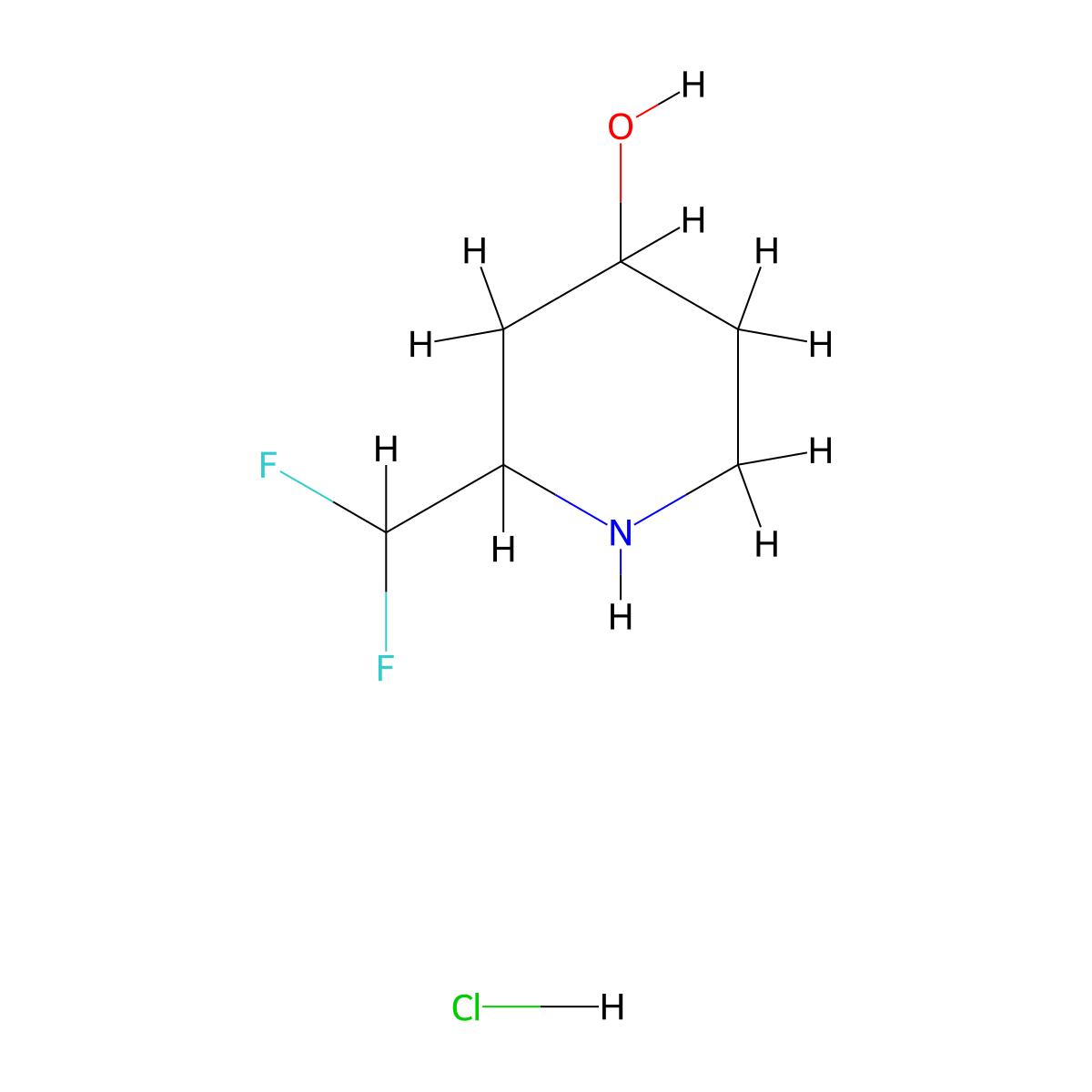 2-(Difluoromethyl)piperidin-4-ol hydrochloride molecular structure, CAS 2648940-00-3