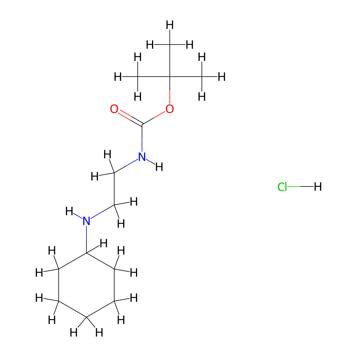 tert-butyl N-[2-(cyclohexylamino)ethyl]carbamate hydrochloride molecular structure, CAS 2648940-01-4