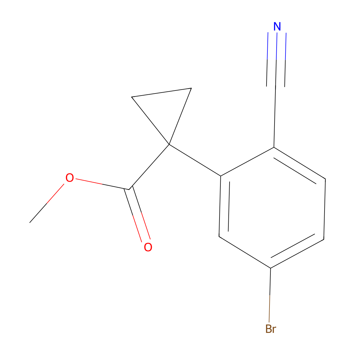 Methyl 1-(5-bromo-2-cyanophenyl)cyclopropane-1-carboxylate molecular structure, CAS 2648940-22-9