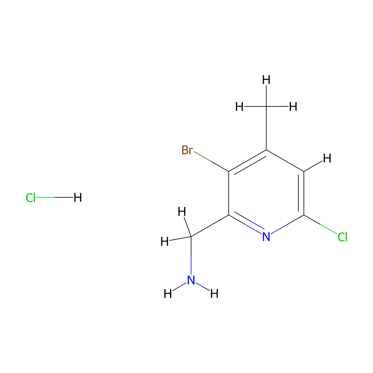 1-(3-Bromo-6-chloro-4-methylpyridin-2-yl)methanaminehydrochloride molecular structure, CAS 2648940-24-1
