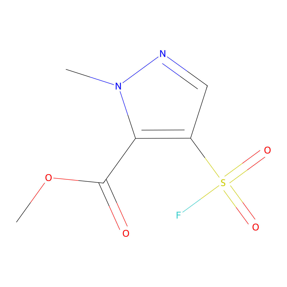 methyl 4-(fluorosulfonyl)-1-methyl-1H-pyrazole-5-carboxylate molecular structure, CAS 2648940-28-5