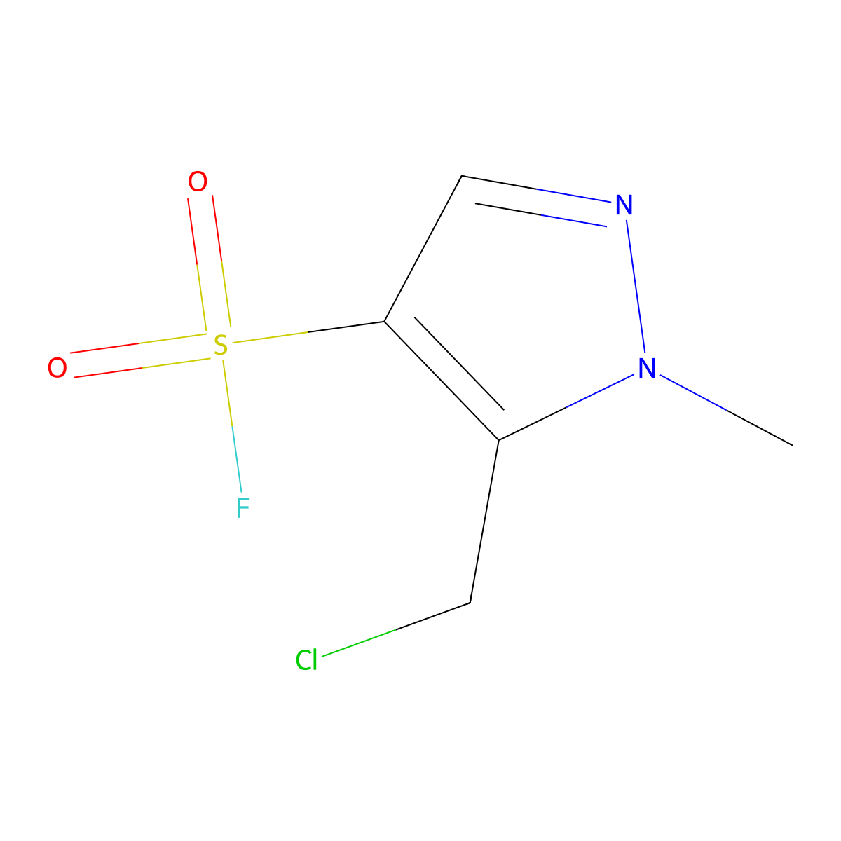 5-(chloromethyl)-1-methyl-1H-pyrazole-4-sulfonyl fluoride molecular structure, CAS 2648940-29-6