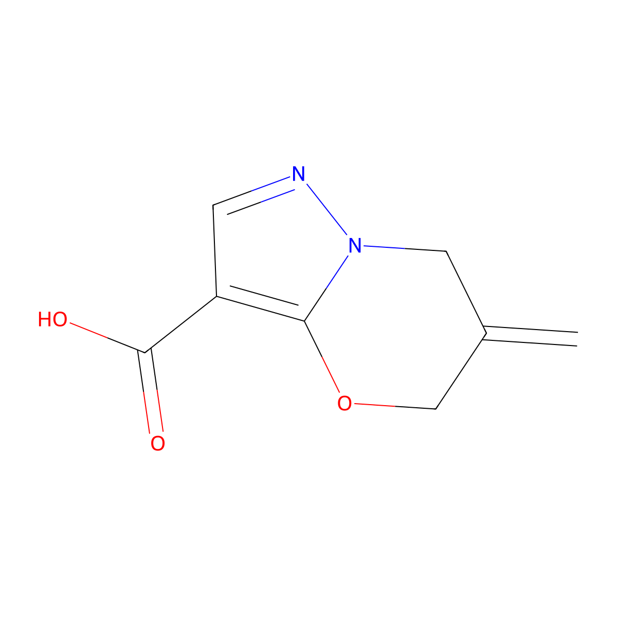 6-methylidene-5H,6H,7H-pyrazolo[3,2-b][1,3]oxazine-3-carboxylicacid molecular structure, CAS 2648940-35-4