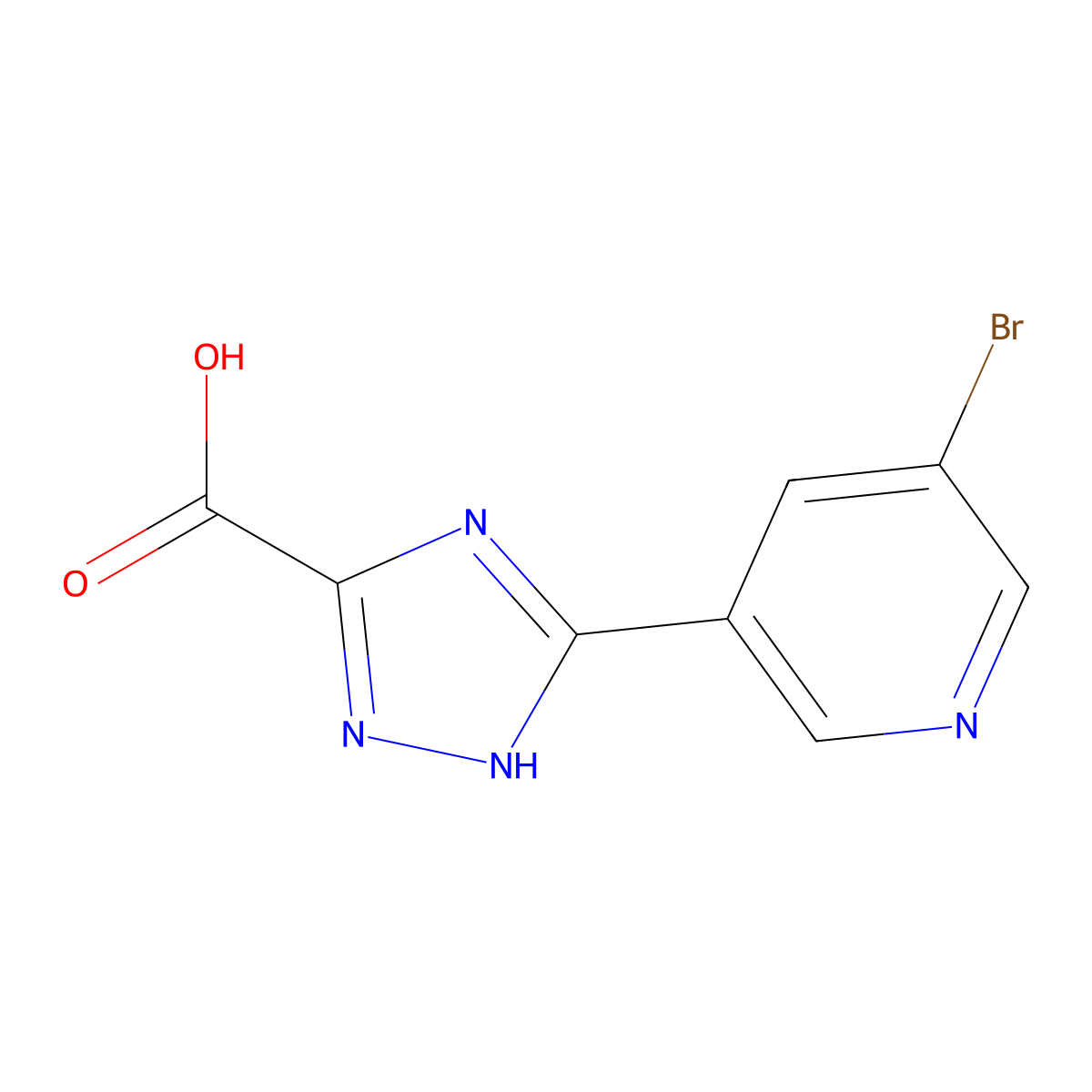 5-(5-bromopyridin-3-yl)-1H-1,2,4-triazole-3-carboxylic acid molecular structure, CAS 2648940-37-6