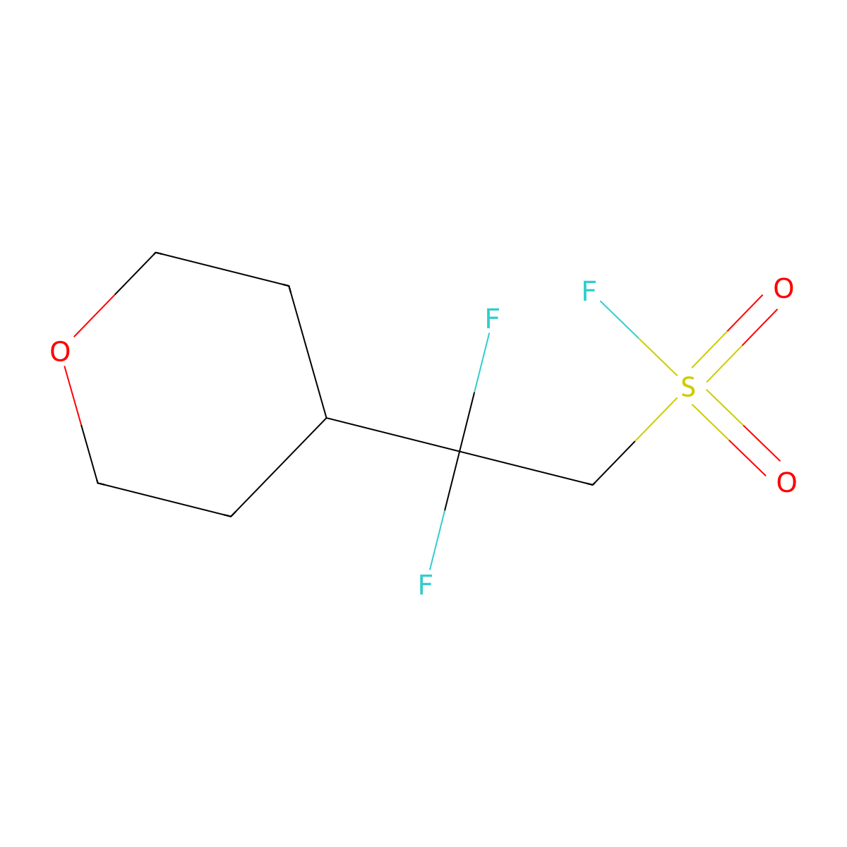 2,2-Difluoro-2-(oxan-4-yl)ethane-1-sulfonyl fluoride molecular structure, CAS 2648940-40-1