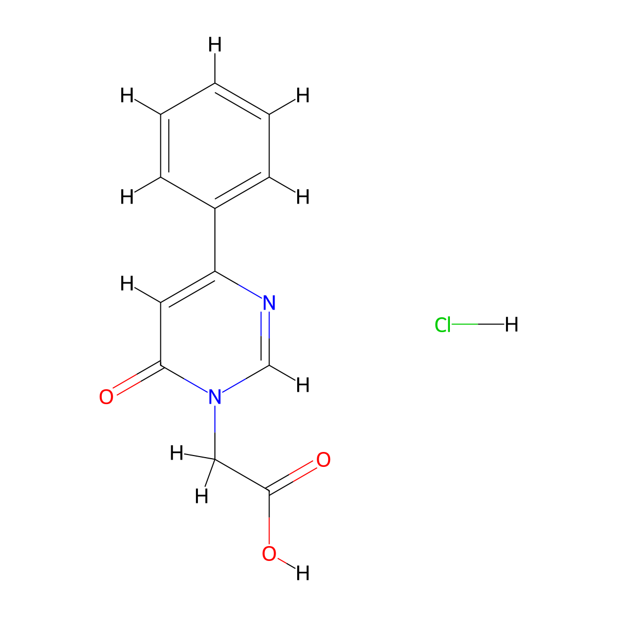 2-(6-Oxo-4-phenyl-1,6-dihydropyrimidin-1-yl)aceticacidhydrochloride molecular structure, CAS 2648940-41-2