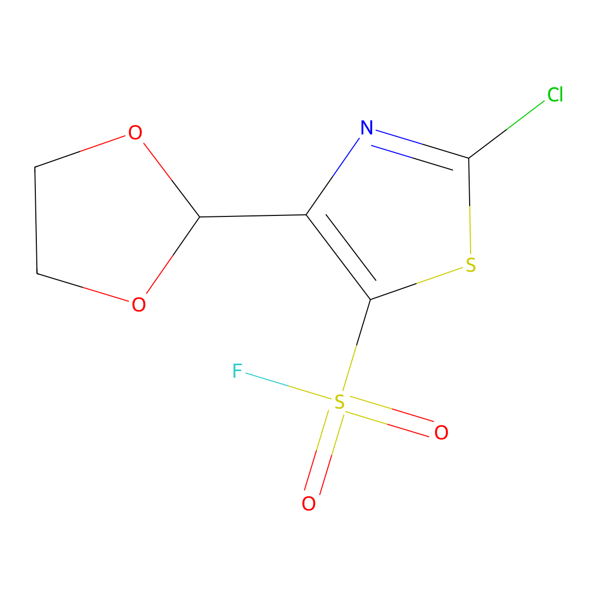 2-Chloro-4-(1,3-dioxolan-2-yl)-1,3-thiazole-5-sulfonyl fluoride molecular structure, CAS 2648940-42-3