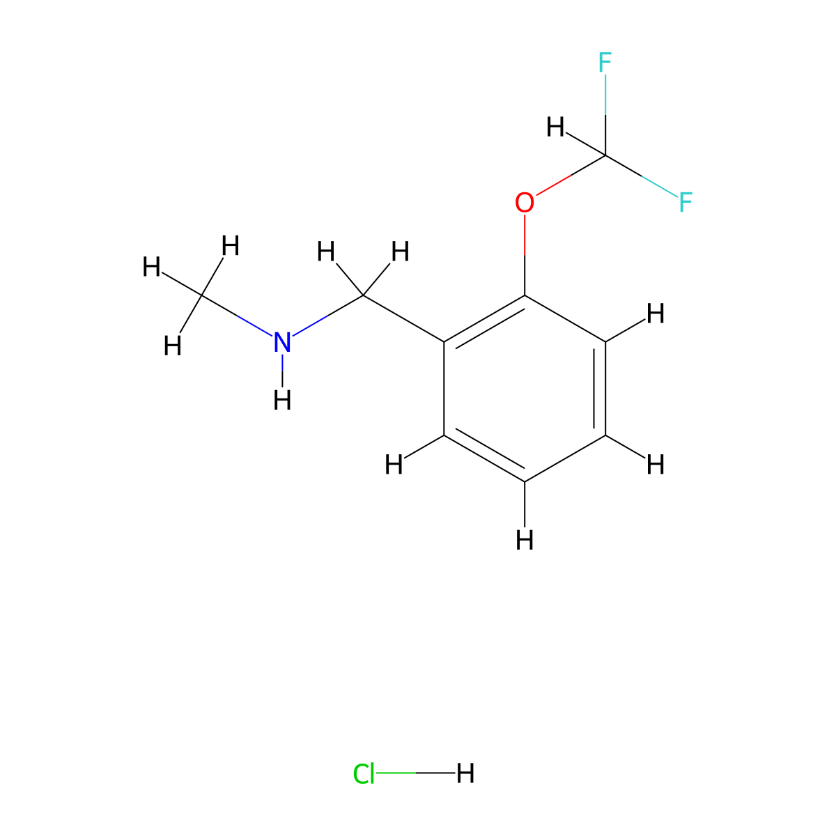 {[2-(Difluoromethoxy)phenyl]methyl}(methyl)amine hydrochloride molecular structure, CAS 2648940-69-4