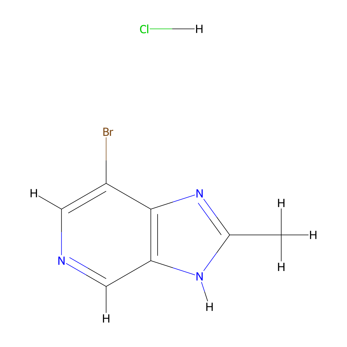 7-bromo-2-methyl-1H-imidazo[4,5-c]pyridine hydrochloride molecular structure, CAS 2648940-84-3