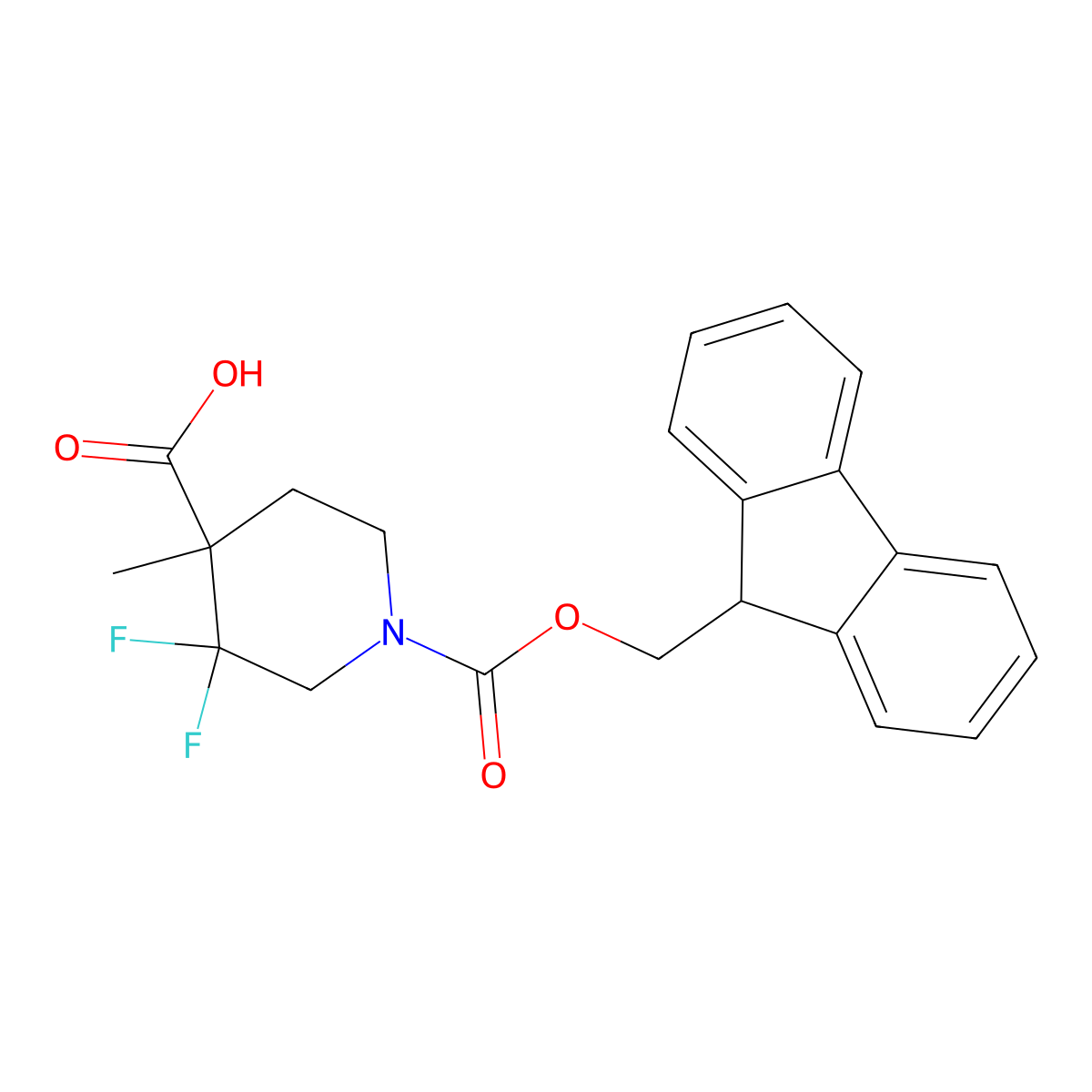 1-{[(9H-fluoren-9-yl)methoxy]carbonyl}-3,3-difluoro-4-methylpiperidine-4-carboxylicacid molecular structure, CAS 2648940-87-6