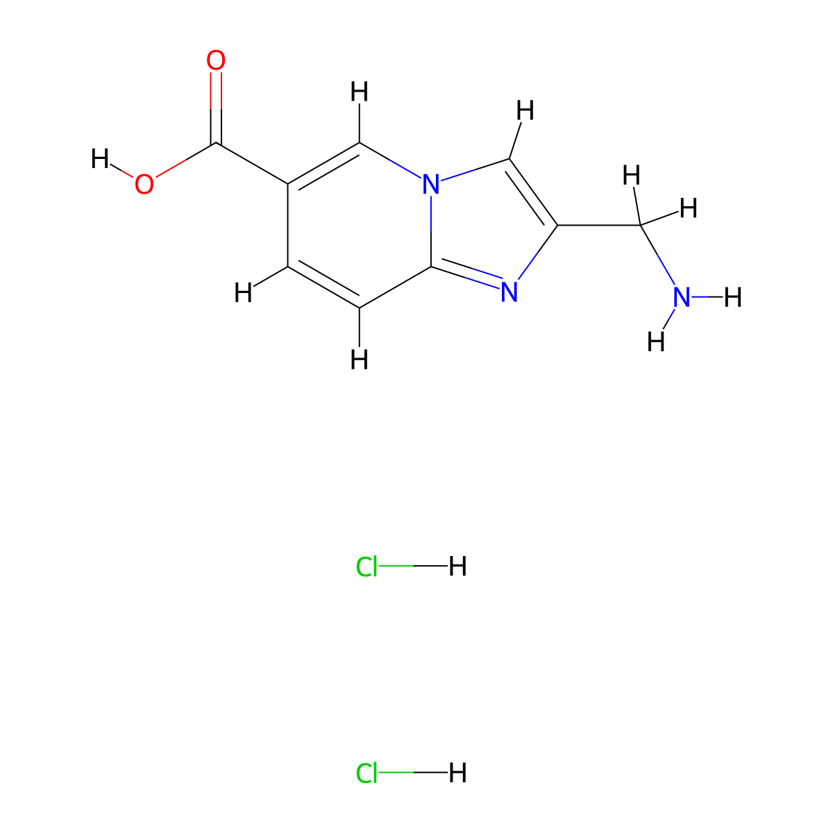 2-(Aminomethyl)imidazo[1,2-a]pyridine-6-carboxylicaciddihydrochloride molecular structure, CAS 2648940-95-6