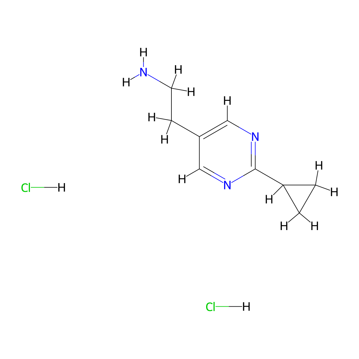 2-(2-Cyclopropylpyrimidin-5-yl)ethan-1-amine dihydrochloride molecular structure, CAS 2648941-02-8