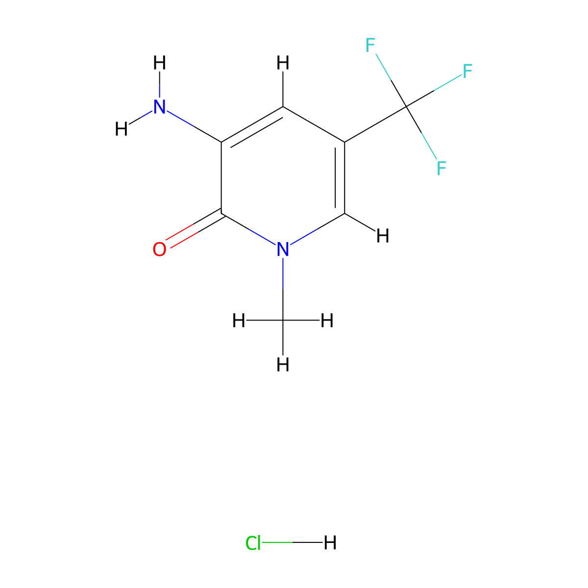 3-Amino-1-methyl-5-(trifluoromethyl)pyridin-2(1H)-one hcl molecular structure, CAS 2648941-39-1