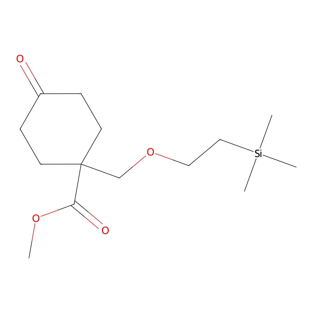 Methyl 4-oxo-1-{[2-(trimethylsilyl)ethoxy]methyl}cyclohexane-1-carboxylate molecular structure, CAS 2648941-40-4