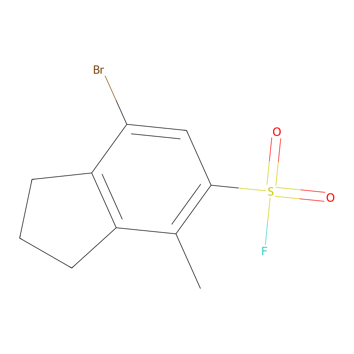 7-bromo-4-methyl-2,3-dihydro-1H-indene-5-sulfonyl fluoride molecular structure, CAS 2648941-48-2