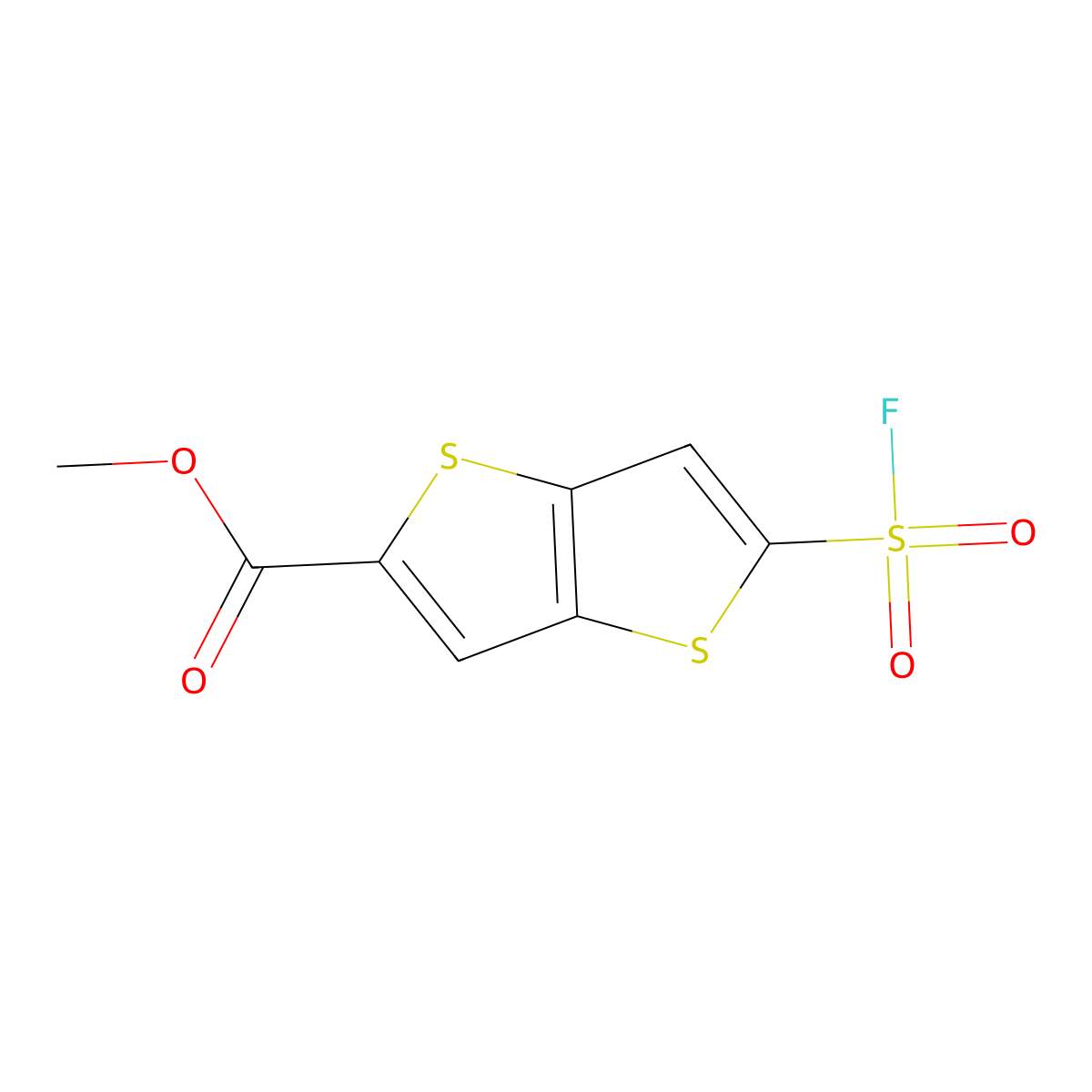 Methyl 5-(fluorosulfonyl)thieno[3,2-b]thiophene-2-carboxylate molecular structure, CAS 2648941-55-1