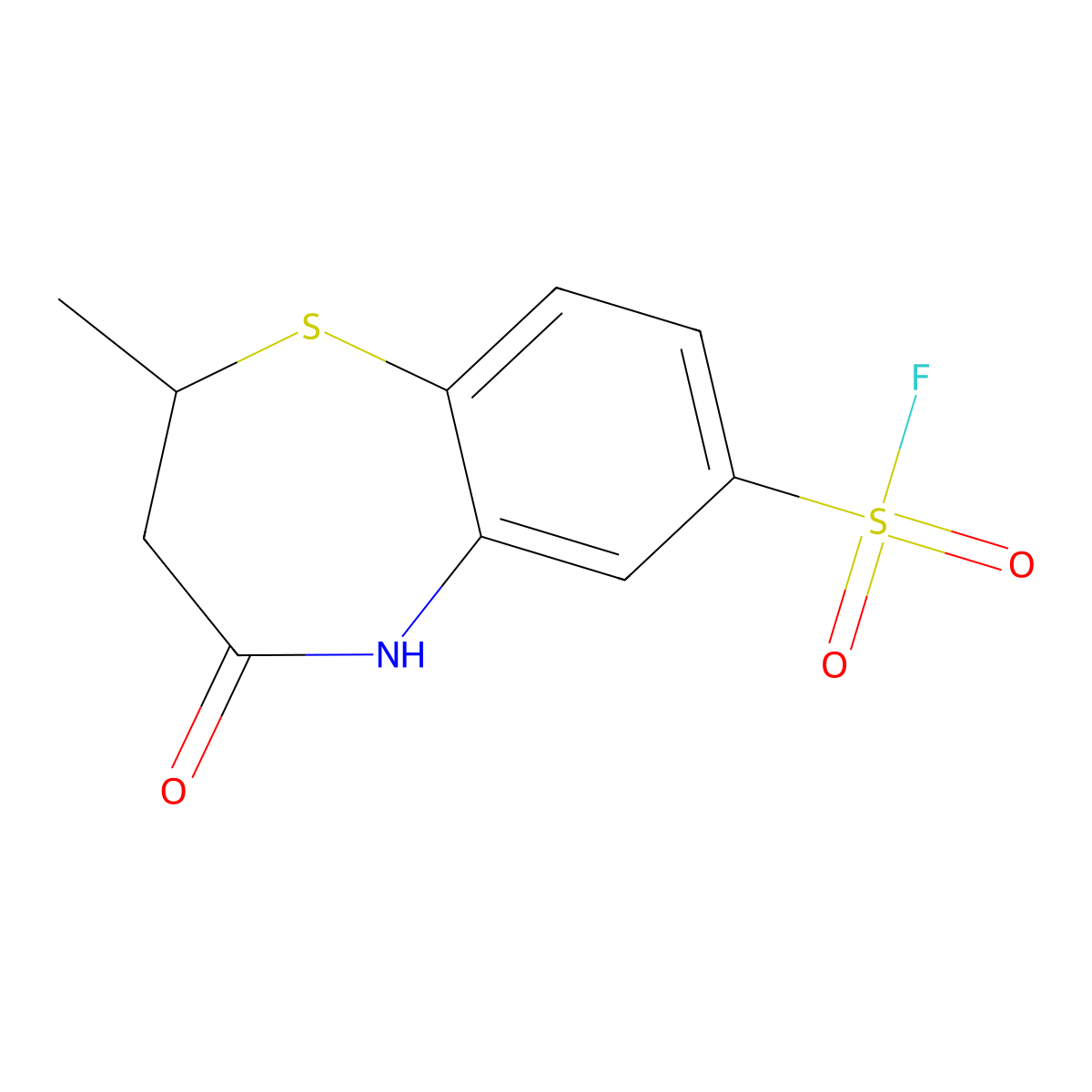 2-Methyl-4-oxo-2,3,4,5-tetrahydro-1,5-benzothiazepine-7-sulfonyl fluoride molecular structure, CAS 2648941-58-4