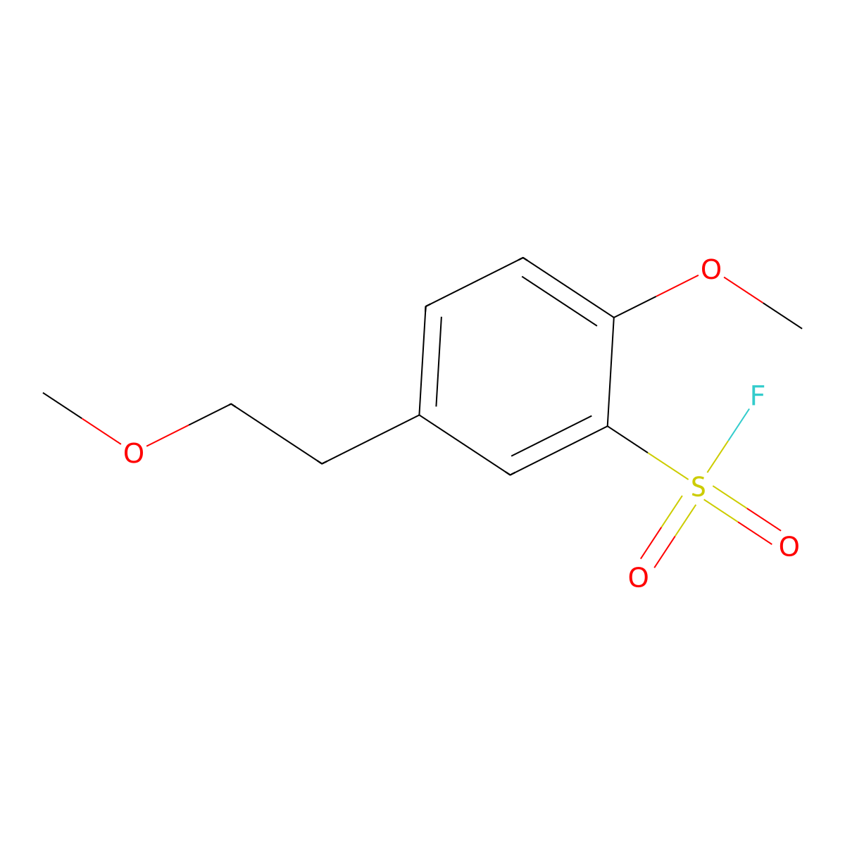 2-Methoxy-5-(2-methoxyethyl)benzene-1-sulfonyl fluoride molecular structure, CAS 2648941-60-8