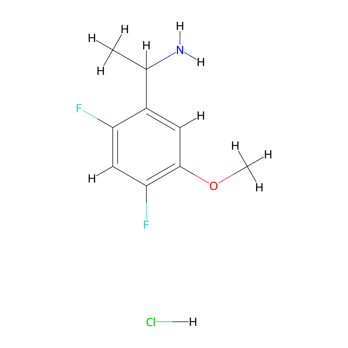 1-(2,4-Difluoro-5-methoxyphenyl)ethan-1-amine hydrochloride molecular structure, CAS 2648941-74-4
