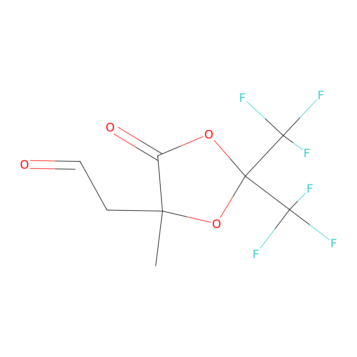 2-[4-Methyl-5-oxo-2,2-bis(trifluoromethyl)-1,3-dioxolan-4-yl]acetaldehyde molecular structure, CAS 2648941-76-6
