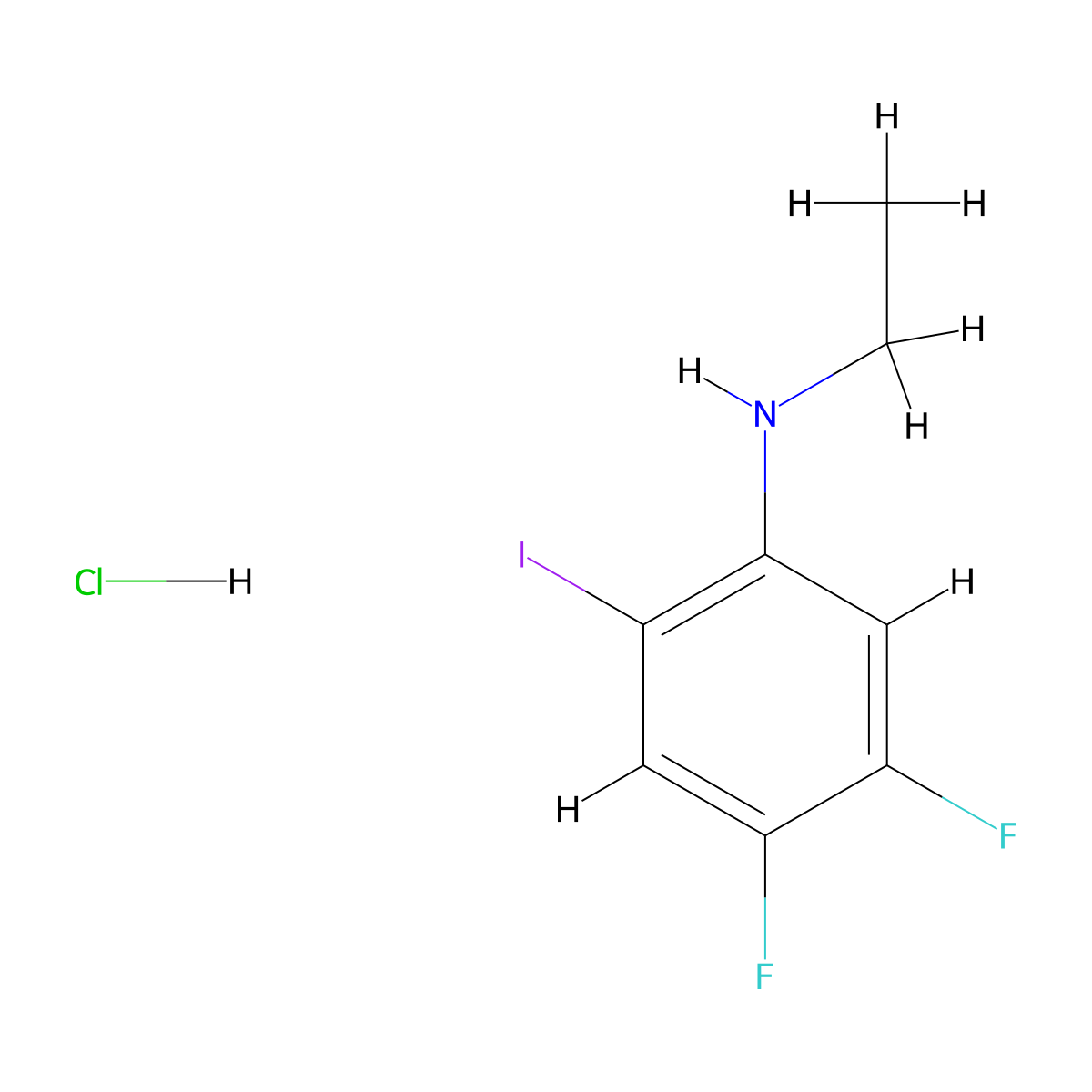 N-ethyl-4,5-difluoro-2-iodoaniline hydrochloride molecular structure, CAS 2648941-88-0