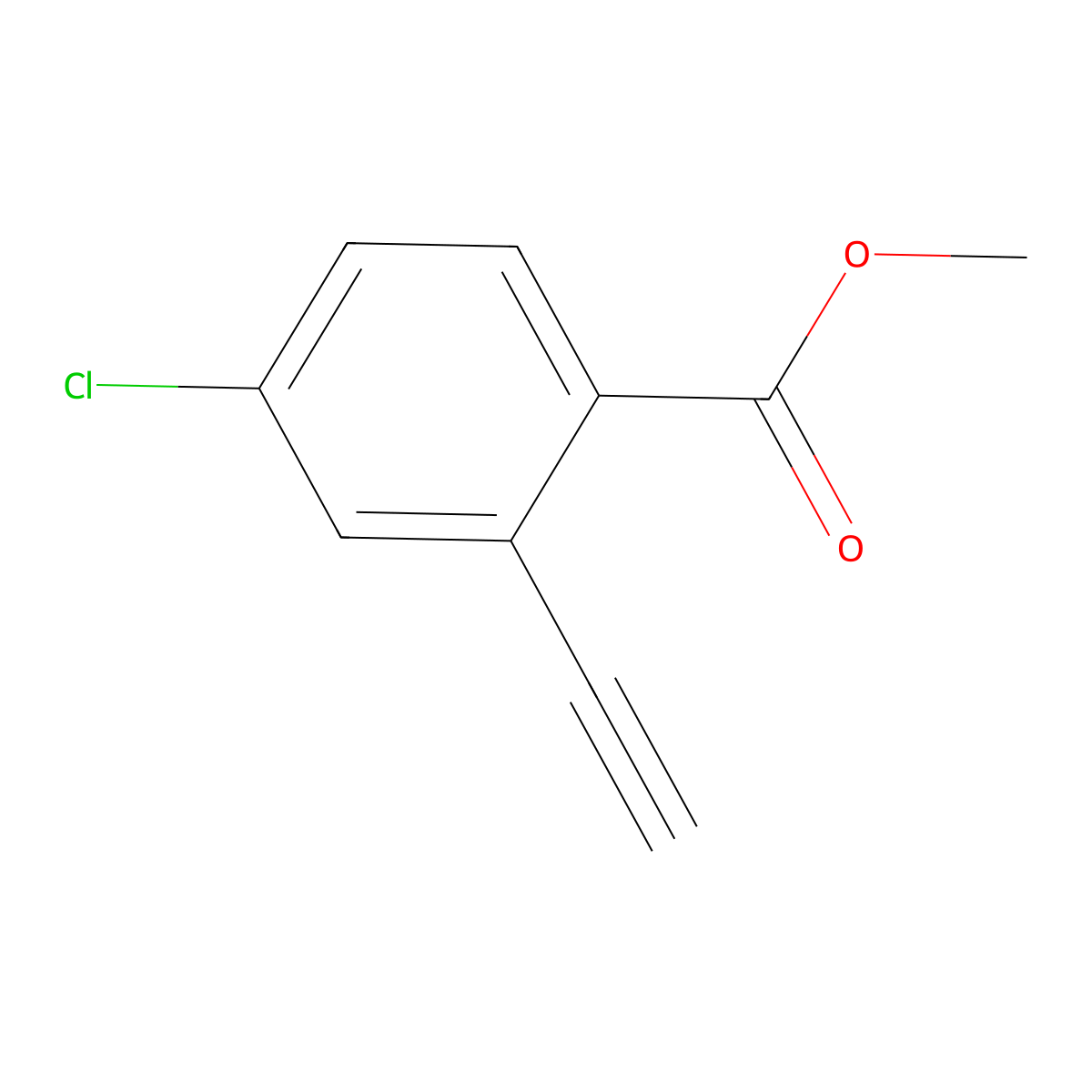 Methyl 4-chloro-2-ethynylbenzoate molecular structure, CAS 2648941-94-8