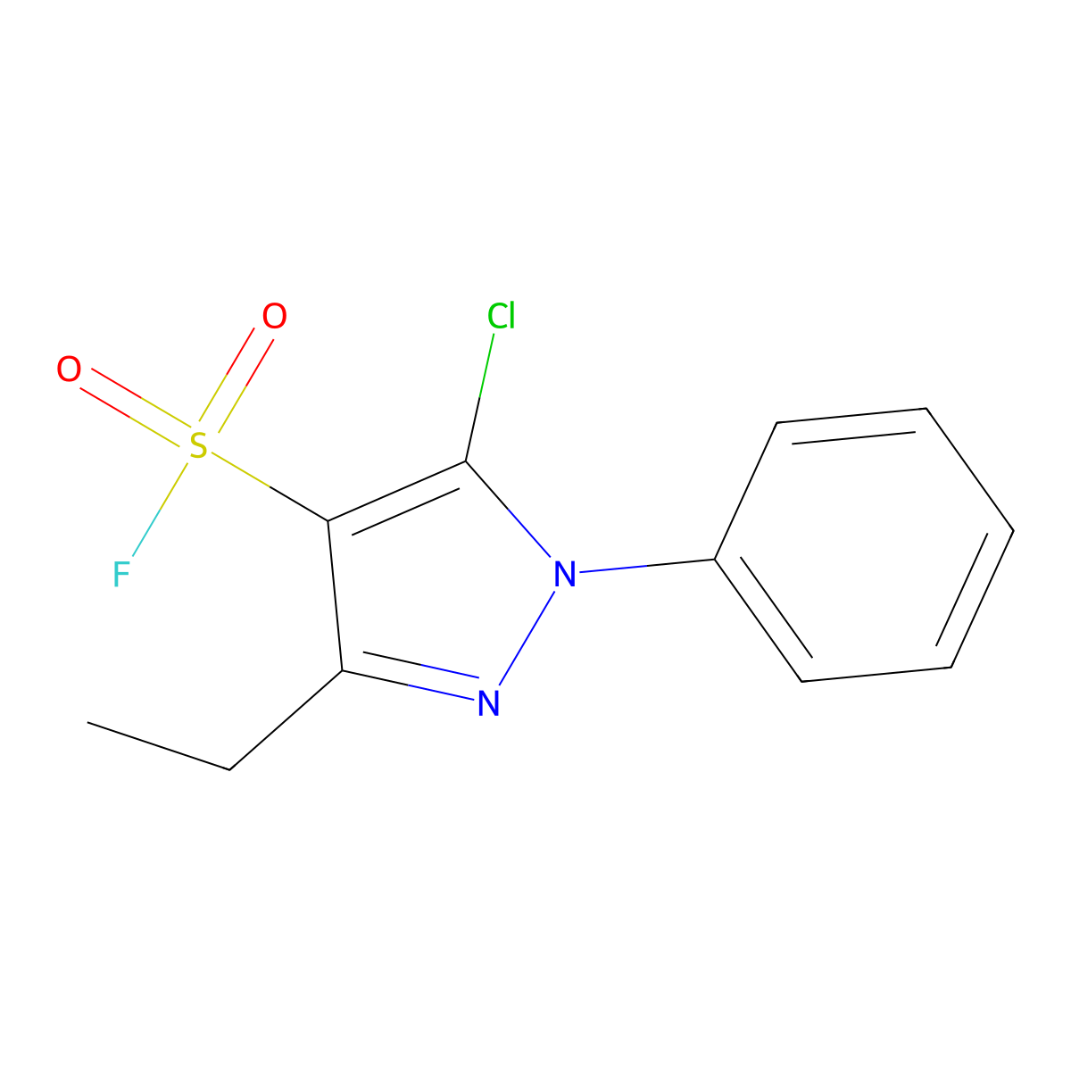 5-chloro-3-ethyl-1-phenyl-1H-pyrazole-4-sulfonyl fluoride molecular structure, CAS 2648942-03-2