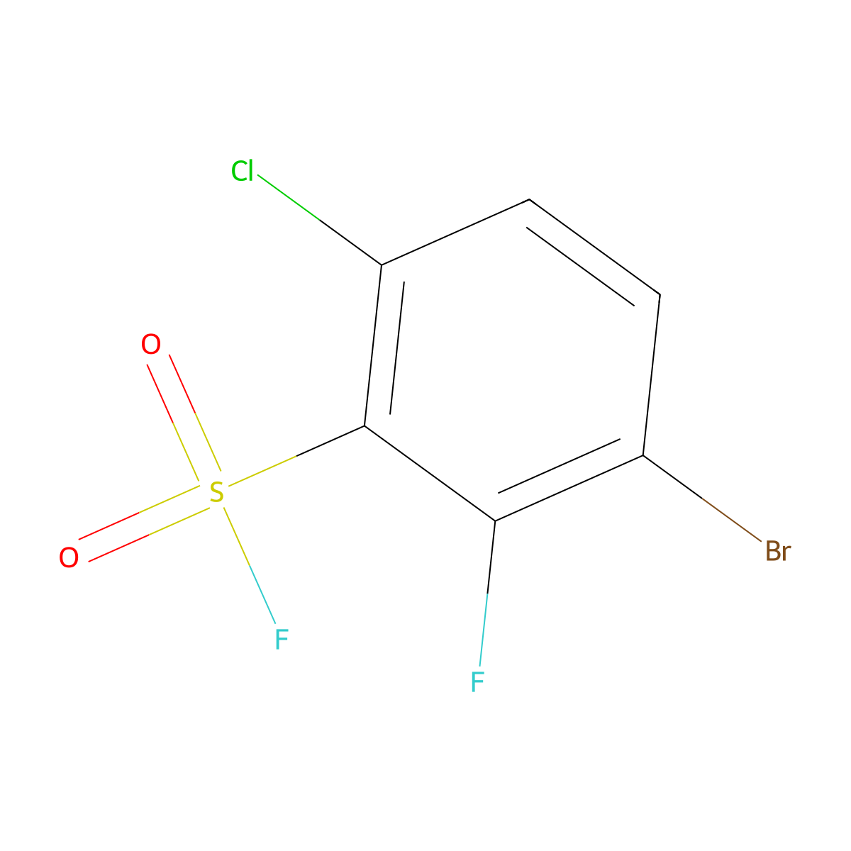 3-Bromo-6-chloro-2-fluorobenzene-1-sulfonyl fluoride molecular structure, CAS 2648942-07-6