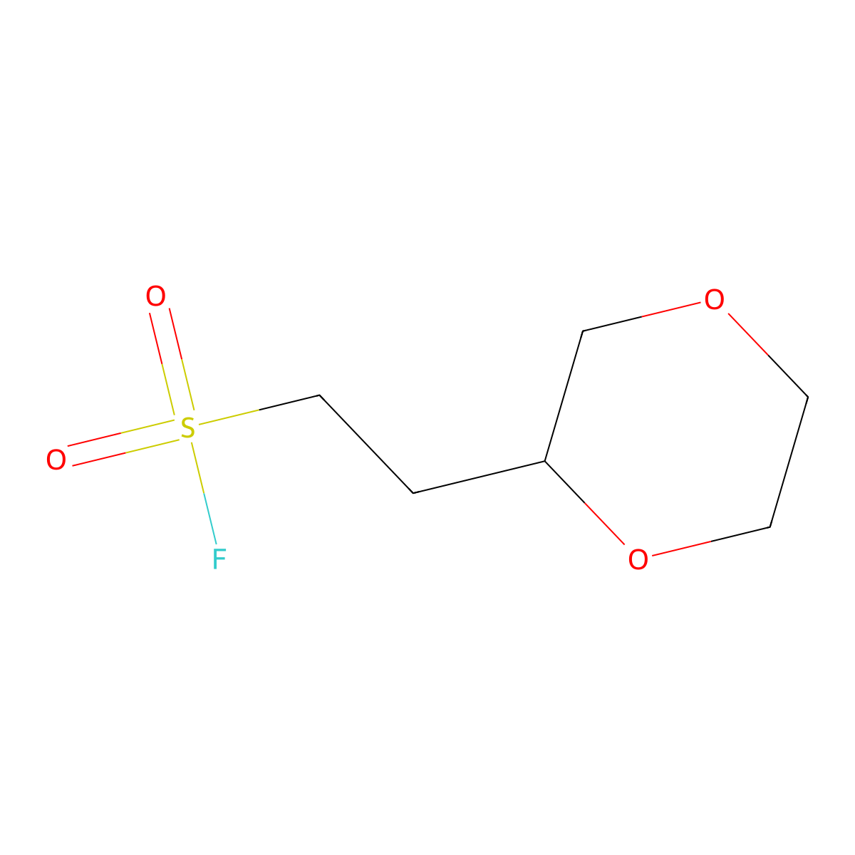 2-(1,4-Dioxan-2-yl)ethane-1-sulfonyl fluoride molecular structure, CAS 2648942-21-4