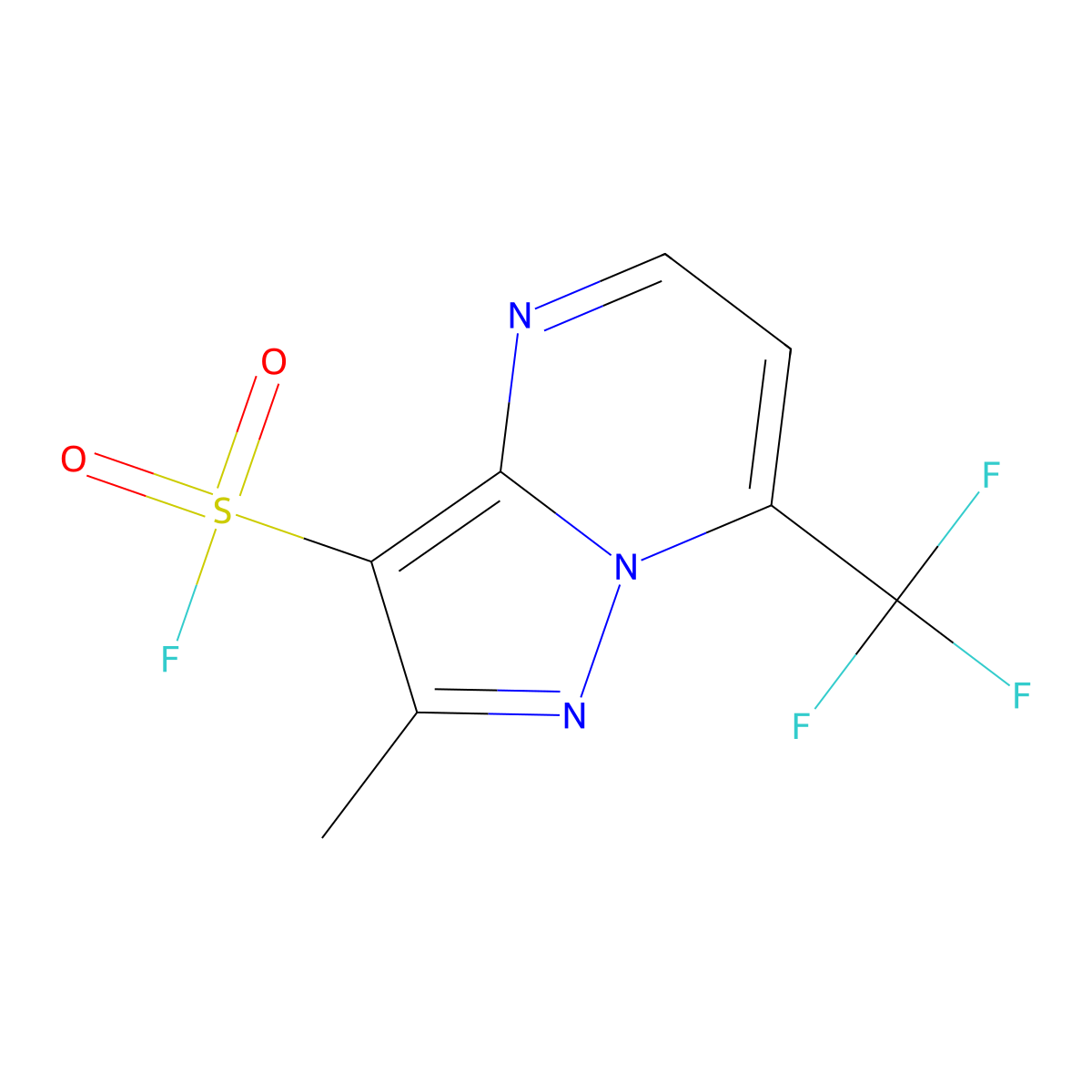 2-Methyl-7-(trifluoromethyl)pyrazolo[1,5-a]pyrimidine-3-sulfonyl fluoride molecular structure, CAS 2648942-24-7