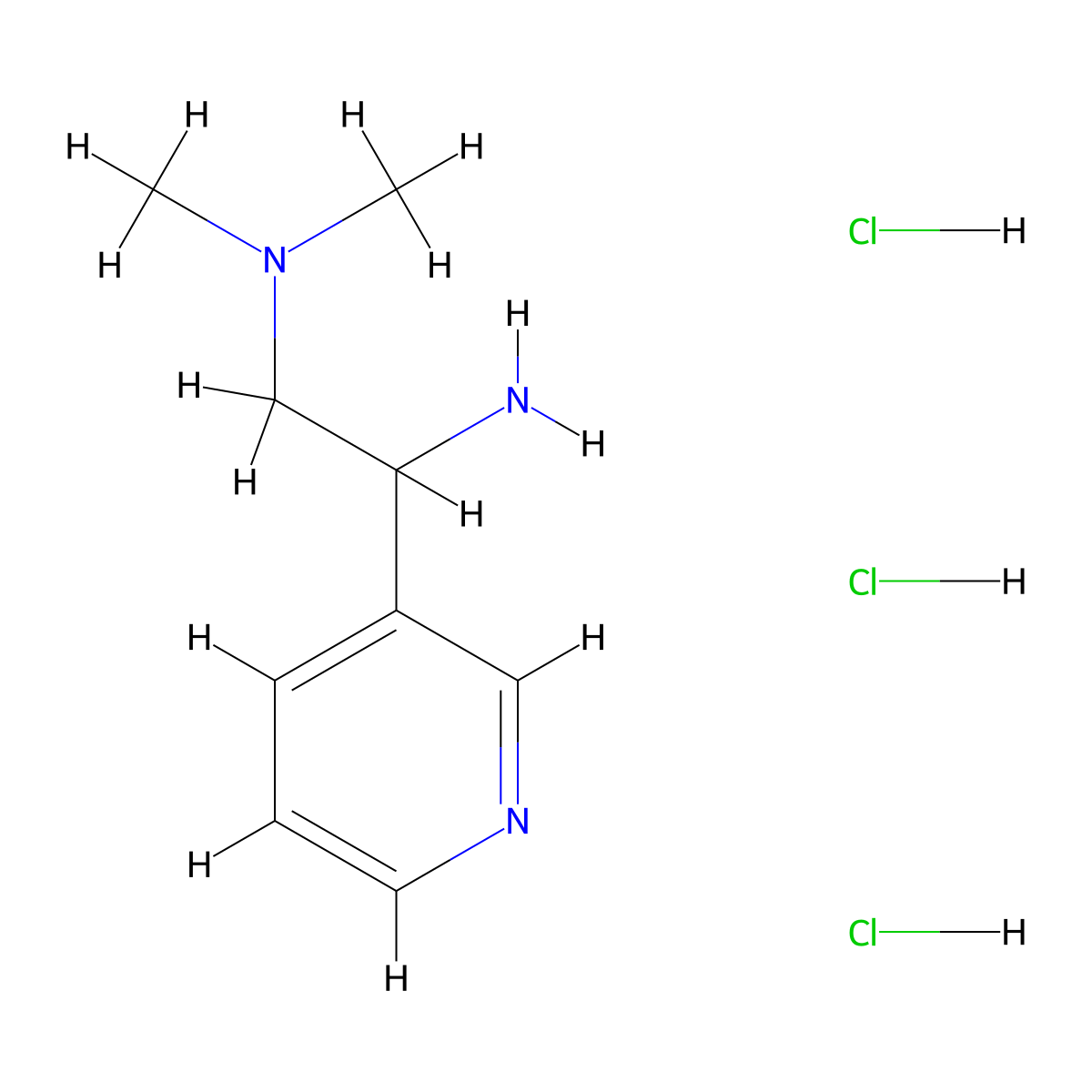 [2-Amino-2-(pyridin-3-yl)ethyl]dimethylamine trihydrochloride molecular structure, CAS 2648944-85-6