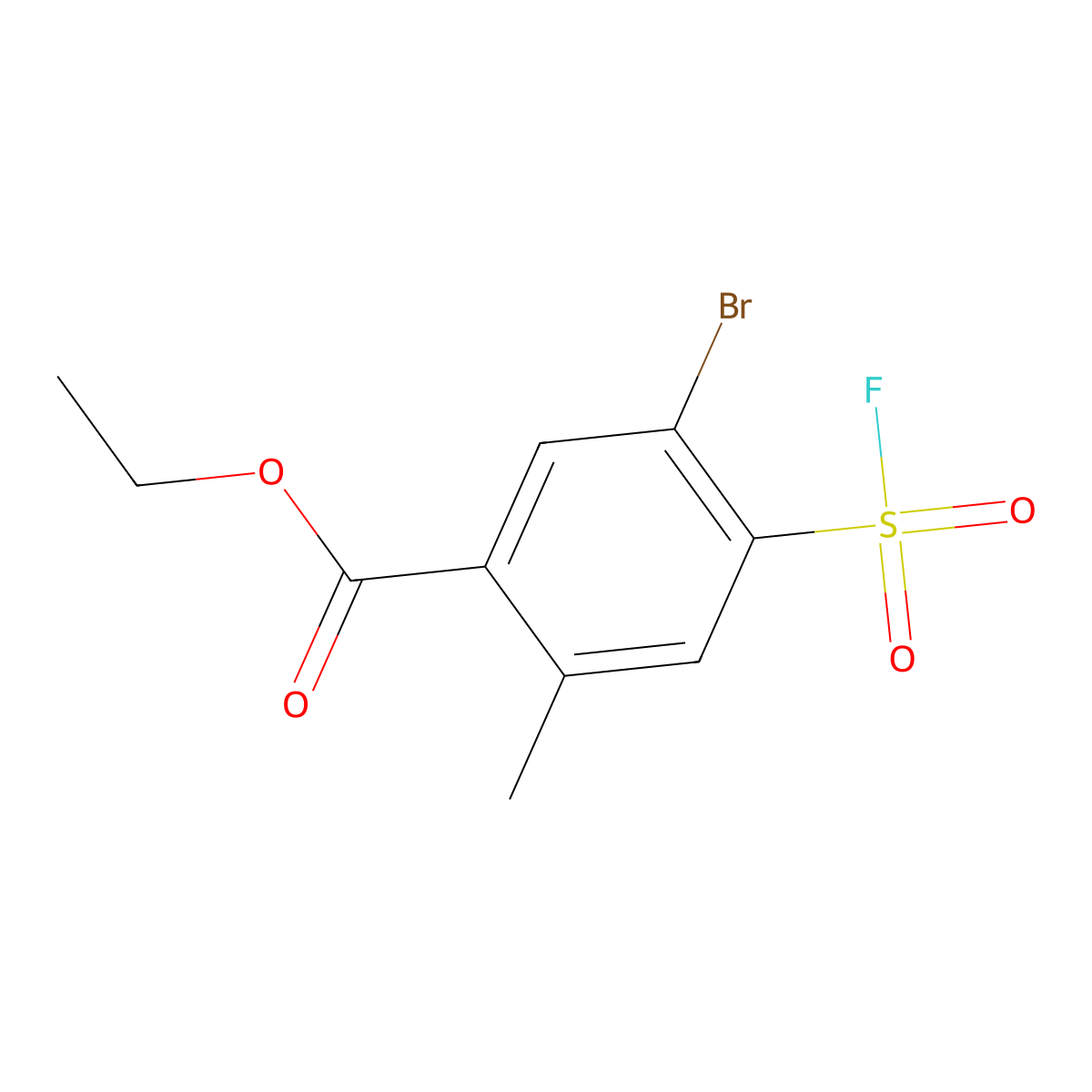 Ethyl 5-bromo-4-(fluorosulfonyl)-2-methylbenzoate molecular structure, CAS 2648944-88-9