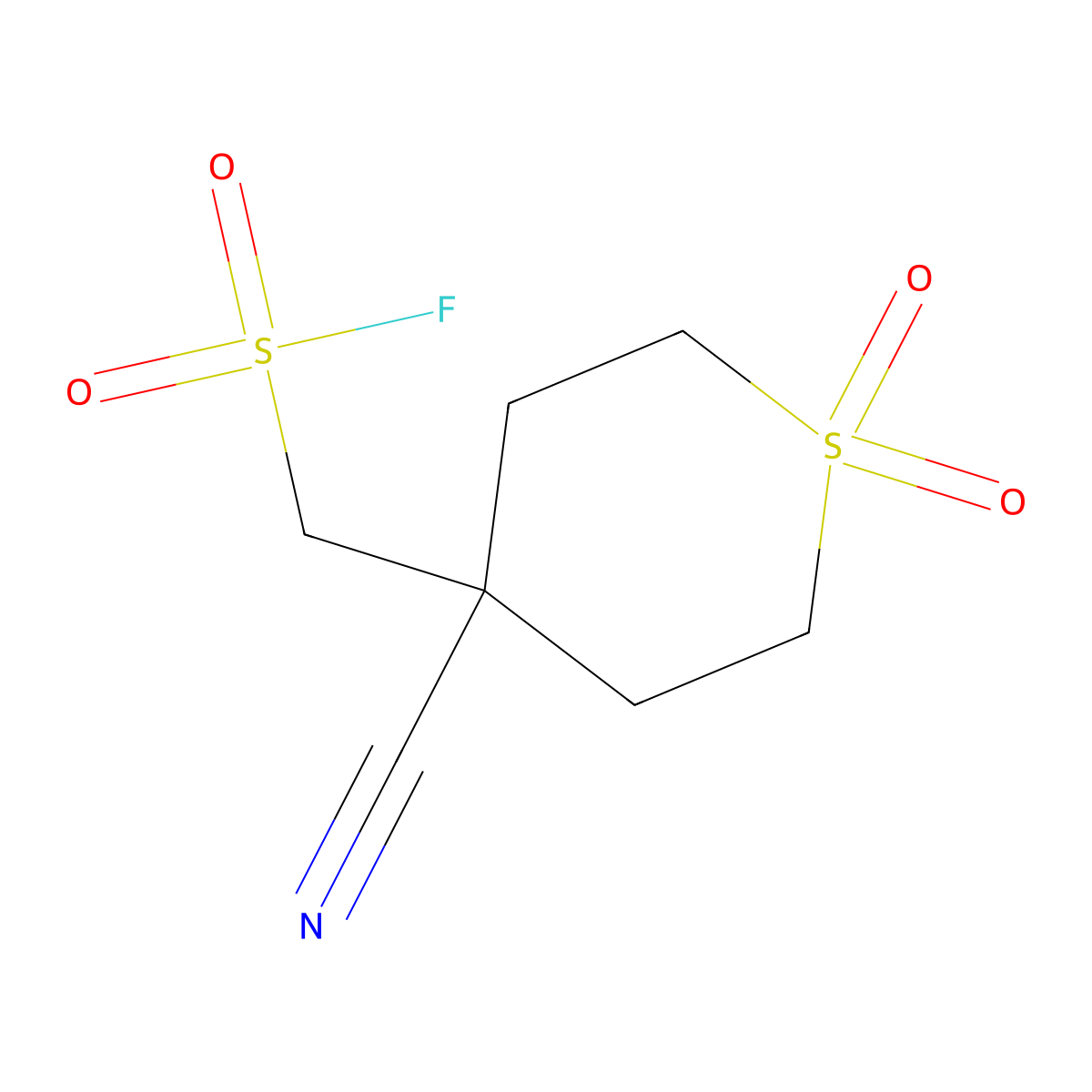(4-Cyano-1,1-dioxo-1lambda6-thian-4-yl)methanesulfonyl fluoride molecular structure, CAS 2648945-00-8