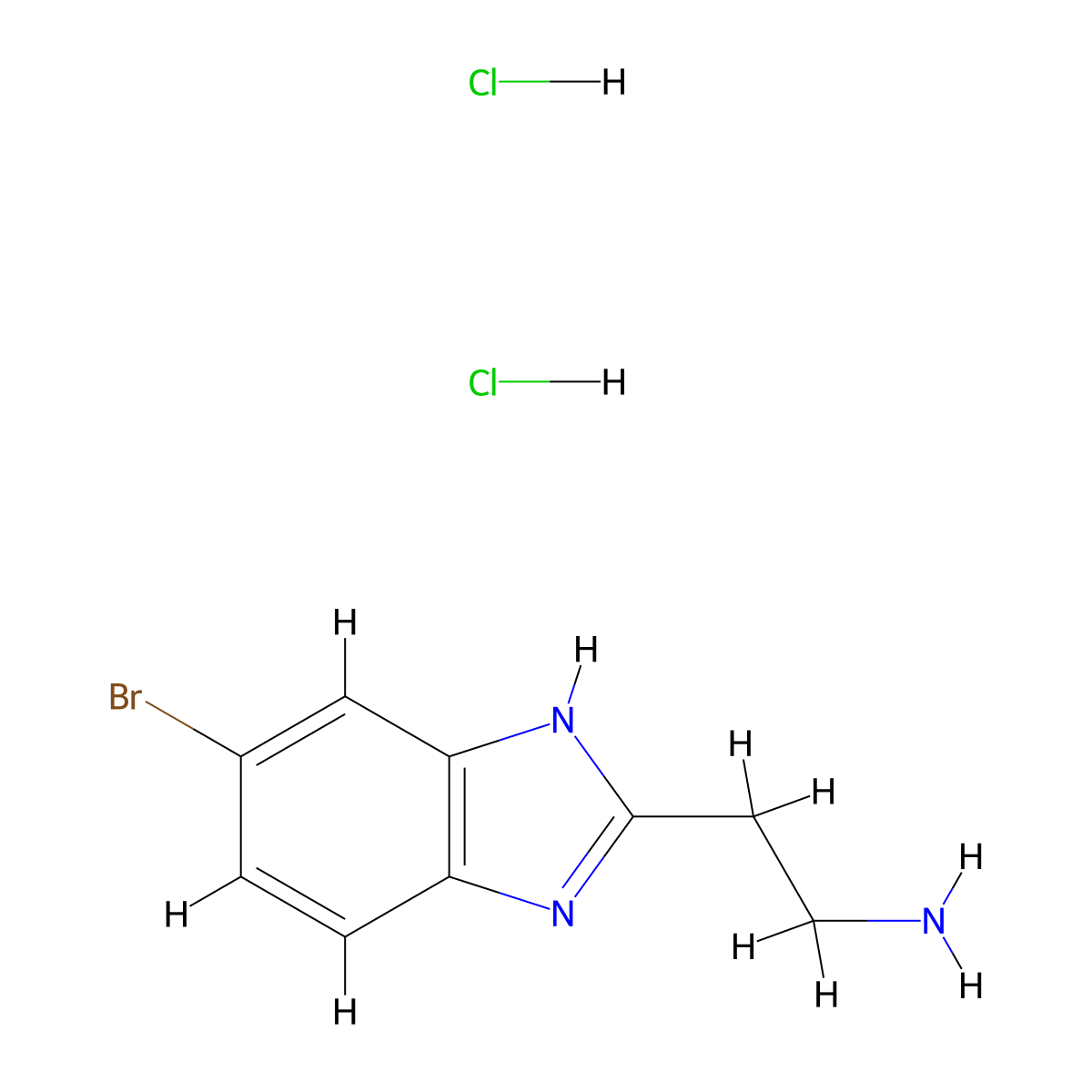 2-(6-bromo-1H-1,3-benzodiazol-2-yl)ethan-1-aminedihydrochloride molecular structure, CAS 2648945-01-9
