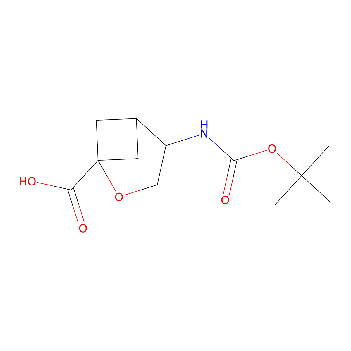 4-(((Tert-butoxy)carbonyl)amino)-2-oxabicyclo(3.1.1)heptane-1-carboxylic acid molecular structure, CAS 2648945-02-0