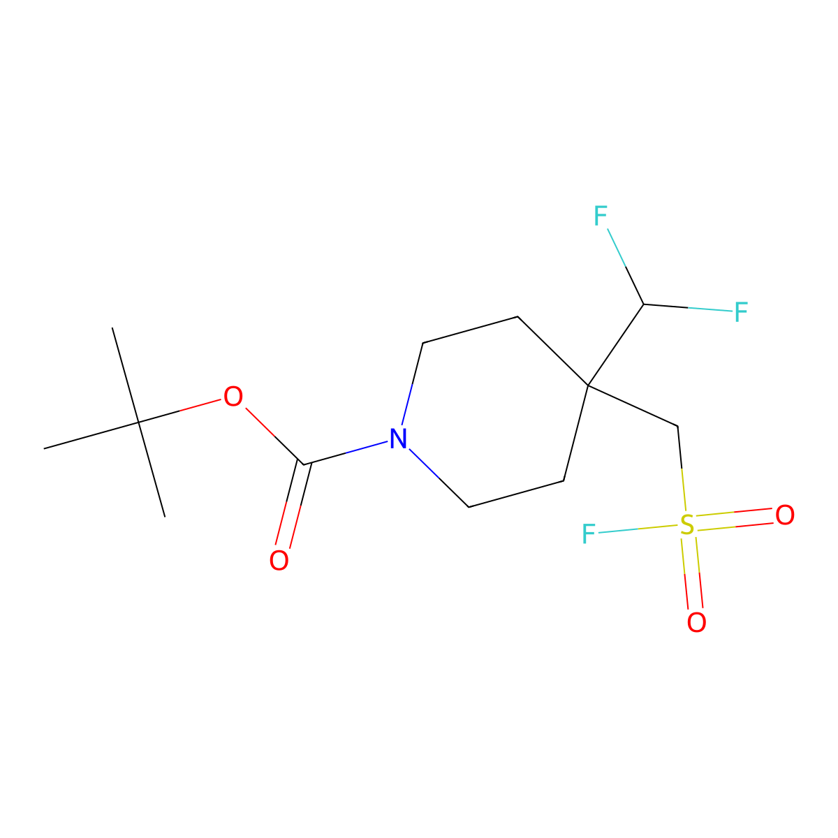 Tert-butyl 4-(difluoromethyl)-4-[(fluorosulfonyl)methyl]piperidine-1-carboxylate molecular structure, CAS 2648945-03-1