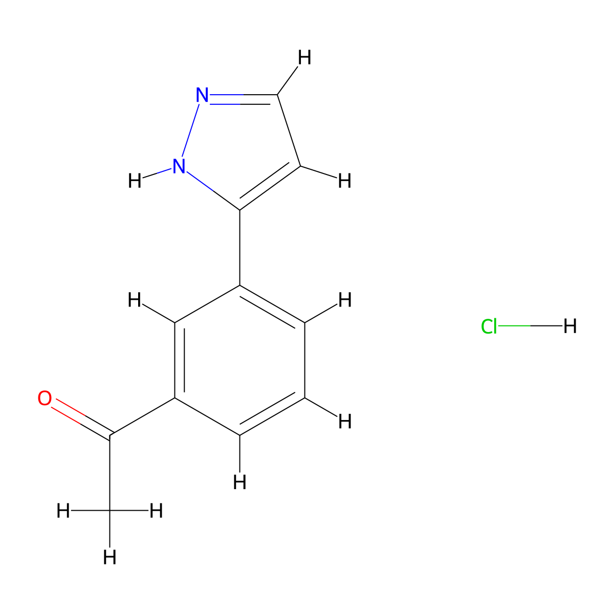 1-[3-(1H-pyrazol-3-yl)phenyl]ethan-1-one hydrochloride molecular structure, CAS 2648945-16-6