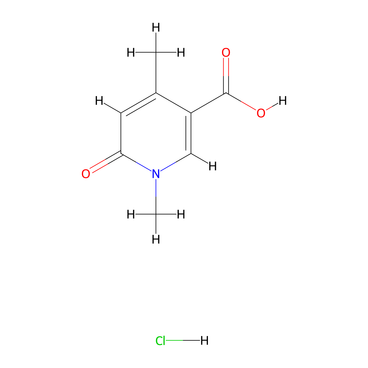 1,4-Dimethyl-6-oxo-1,6-dihydropyridine-3-carboxylic acid hydrochloride molecular structure, CAS 2648945-17-7