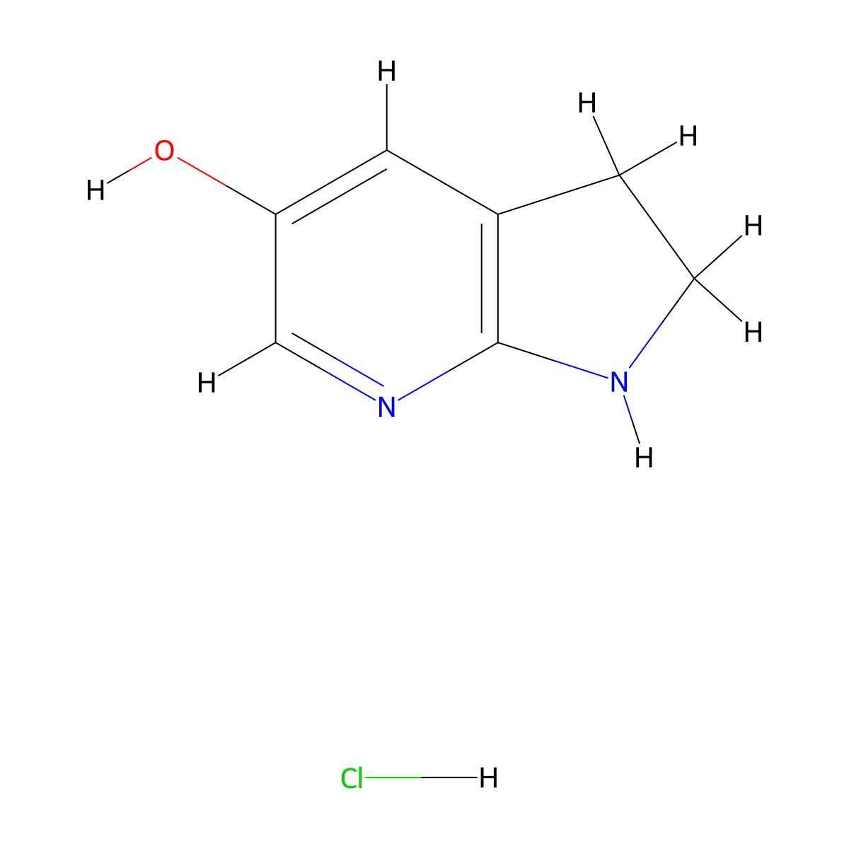 1H,2H,3H-pyrrolo[2,3-b]pyridin-5-olhydrochloride molecular structure, CAS 2648945-19-9