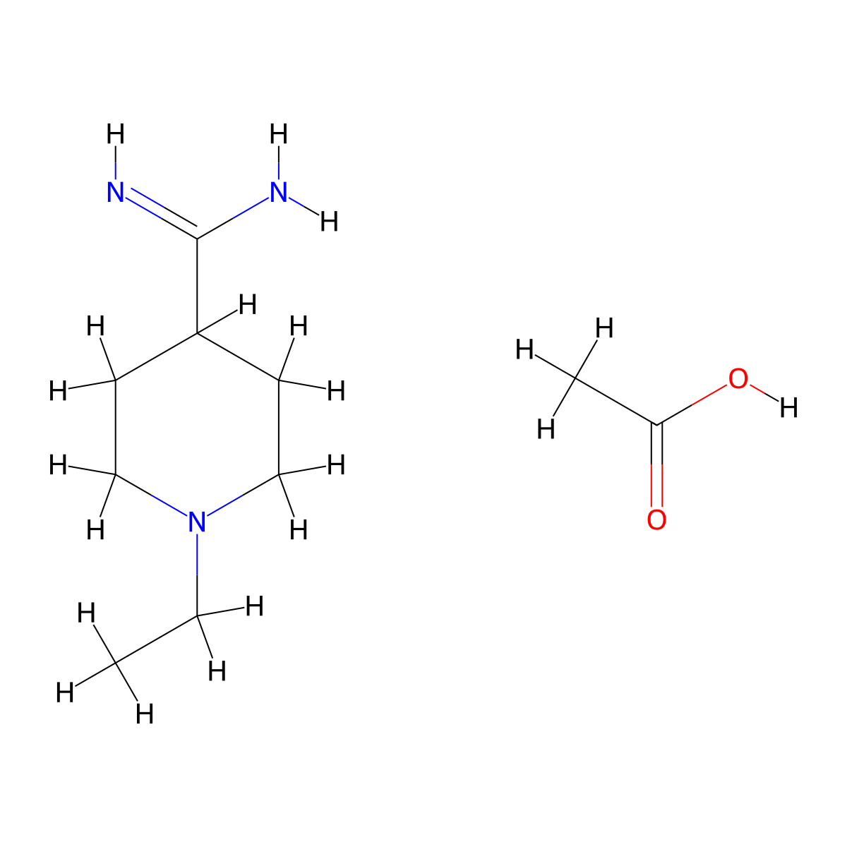 1-Ethylpiperidine-4-carboximidamide,aceticacid molecular structure, CAS 2648945-23-5