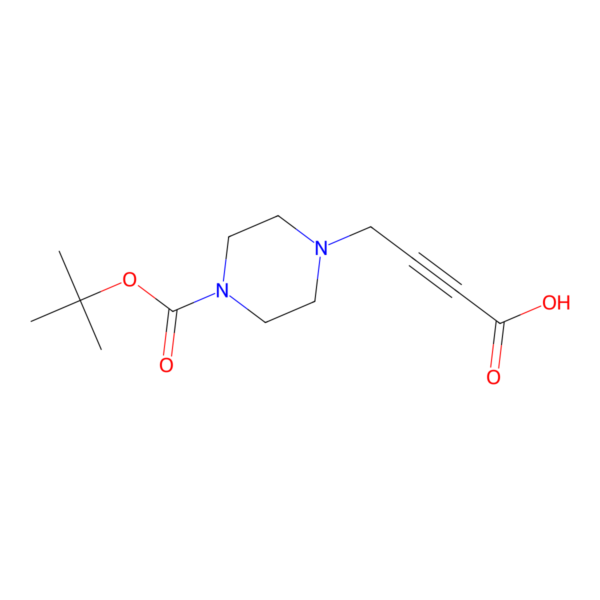 4-{4-[(Tert-butoxy)carbonyl]piperazin-1-yl}but-2-ynoic acid molecular structure, CAS 2648945-24-6