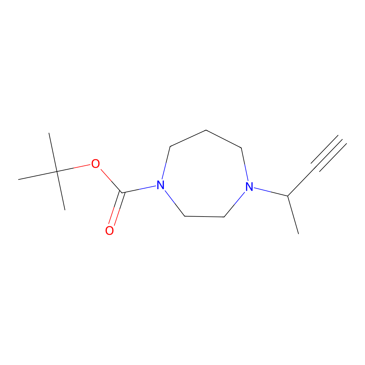 Tert-butyl4-(but-3-yn-2-yl)-1,4-diazepane-1-carboxylate molecular structure, CAS 2648945-43-9