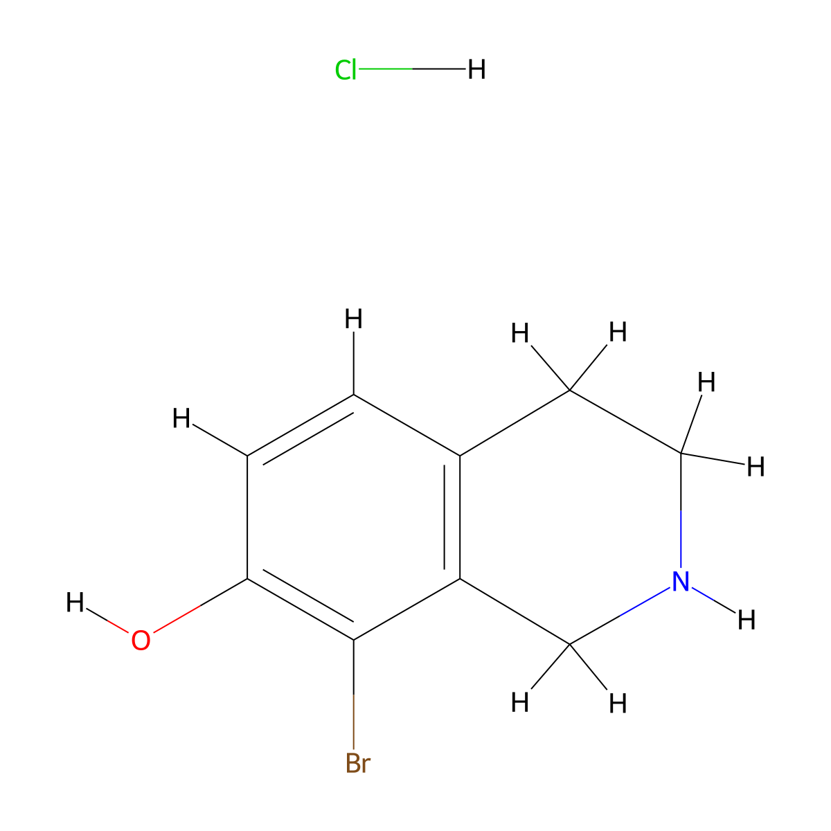 8-Bromo-1,2,3,4-tetrahydroisoquinolin-7-ol hydrochloride molecular structure, CAS 2648945-47-3