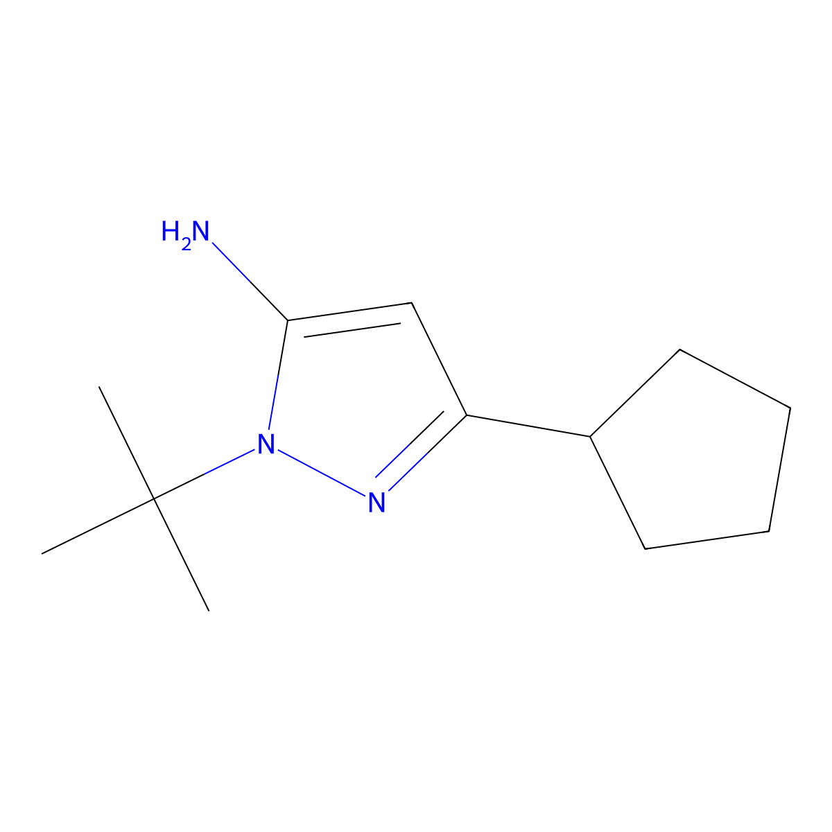 1-tert-butyl-3-cyclopentyl-1H-pyrazol-5-amine molecular structure, CAS 2648945-52-0